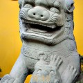 a Lion Statue at the Jade Buddha (Shanghai, China)