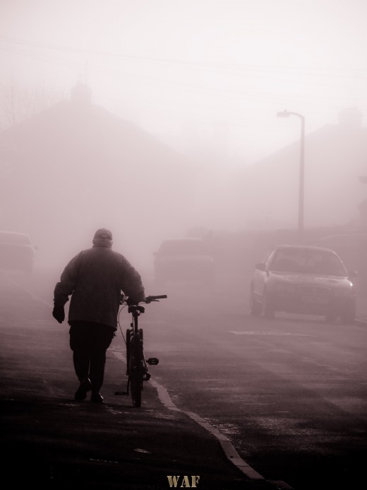 Walking with bicicle.