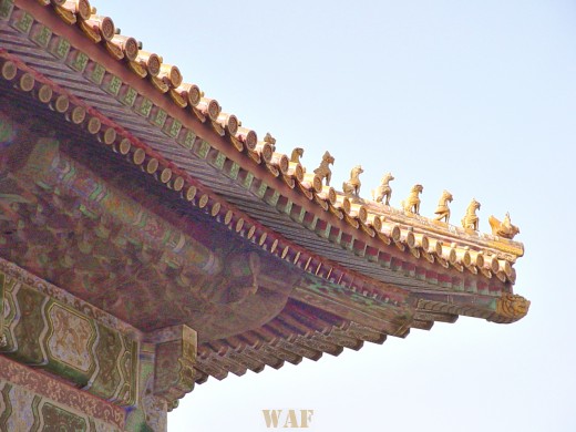 roof ornamentation on a building at the Forbidden City (Beijing, China)
