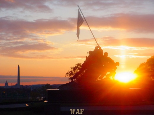 the Iwo Jima Memorial at sunset (10/25/03)