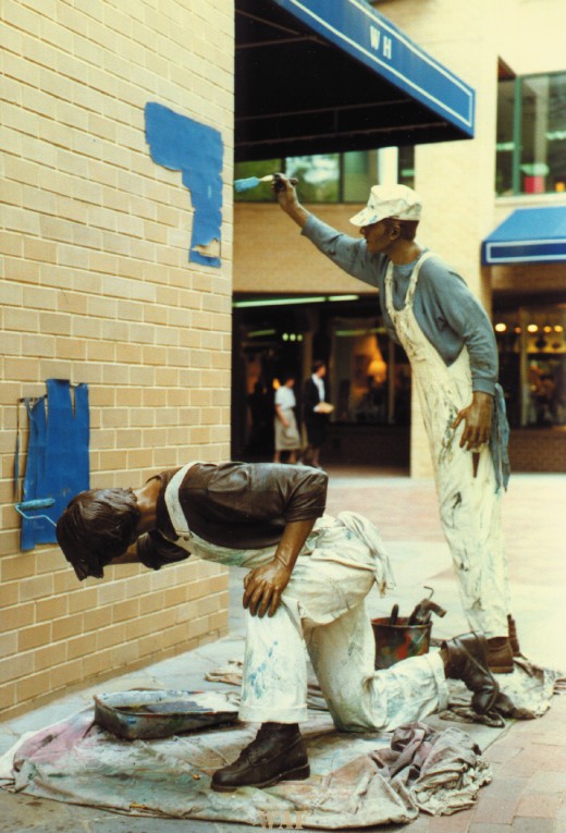 a statue of painters in Georgetown (Washington DC)